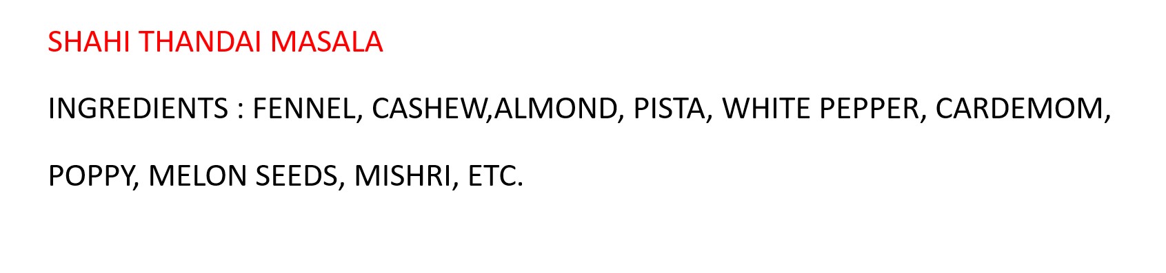 Ingredients Card View
